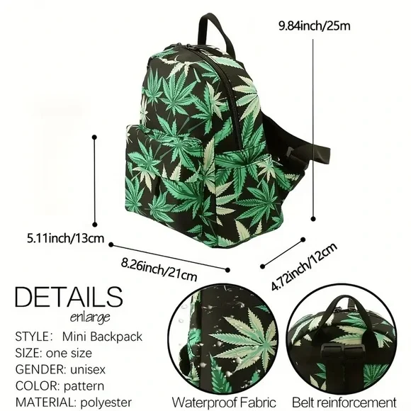 NWT Allover Mary Jane Leaf Patter Mini Bookbag Purse - Picture 7 of 8